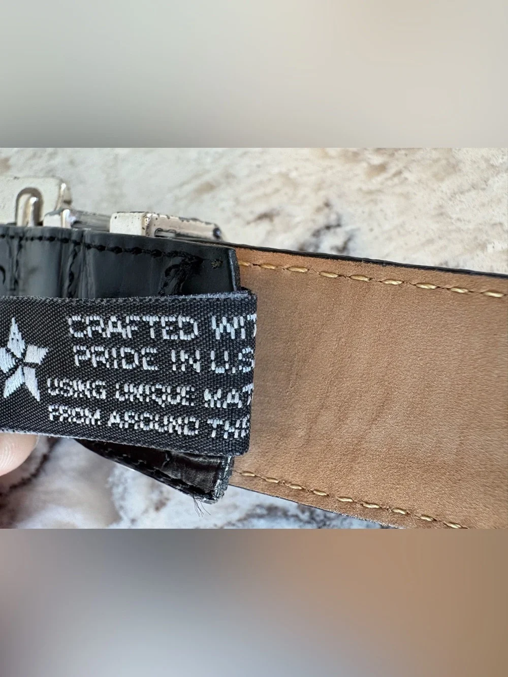 Vintage Brighton Black Leather Accent Belt